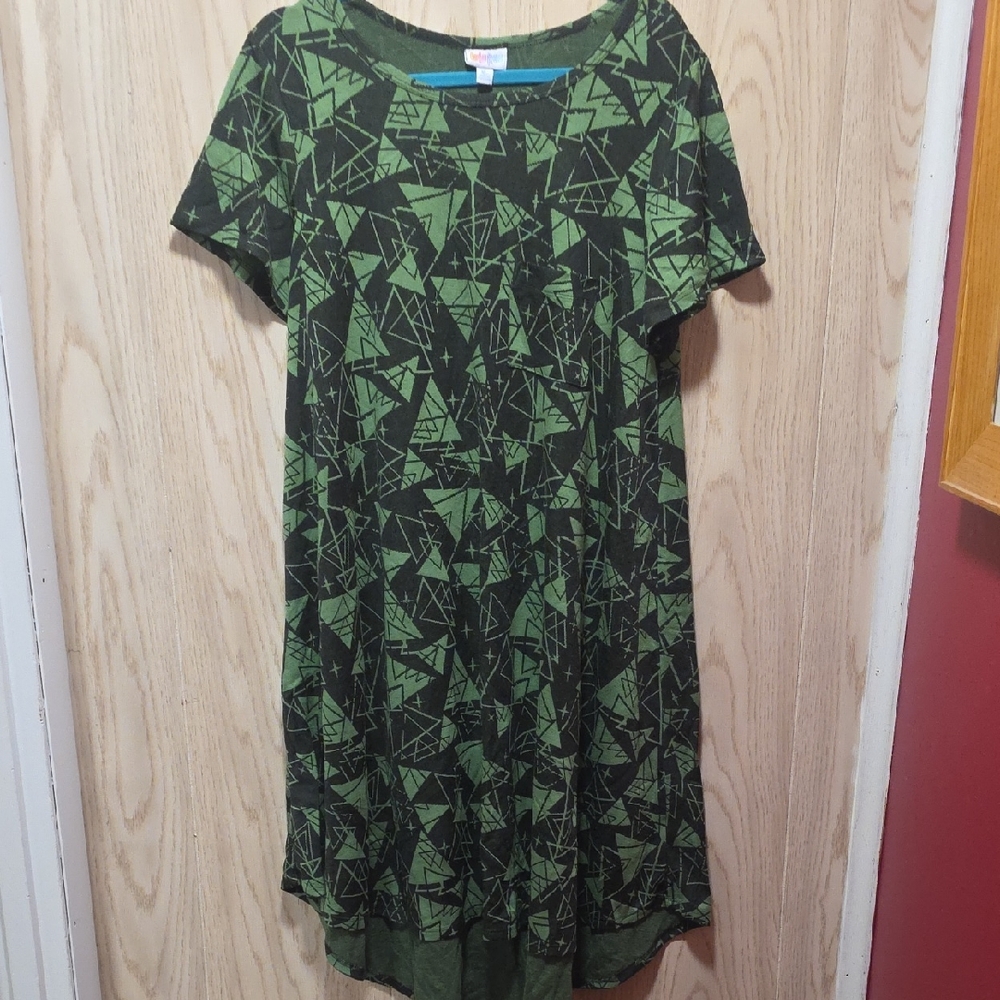 LuLaRoe Black and Green High Low Dress